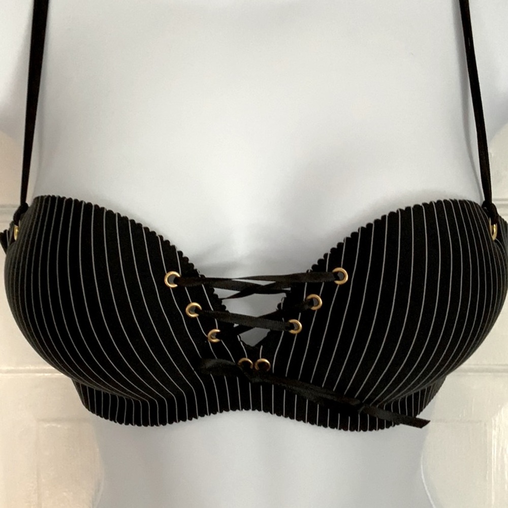 Elseplus seamless Lace tie pinstripe push up bra. 34 B/C
